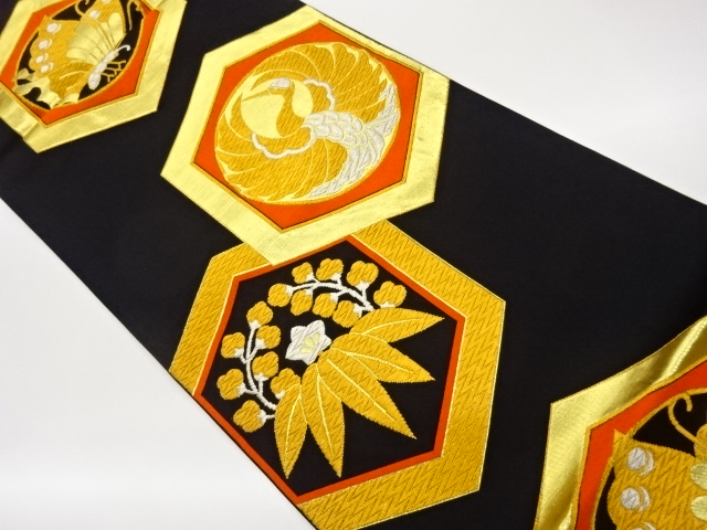JAPANESE FUKURO OBI / WOVEN CRANE & BUTTERFLY